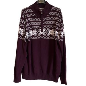 Weatherproof vintage‎ sweater 1/4 zip knit burgundy cream size XXL